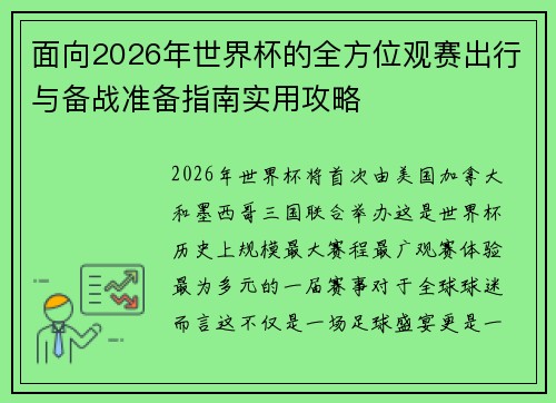 面向2026年世界杯的全方位观赛出行与备战准备指南实用攻略